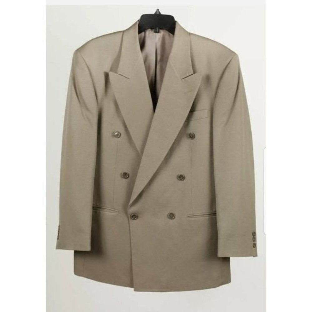 Pierre Balmain Men's Taupe Double Breasted Blazer Size 40R